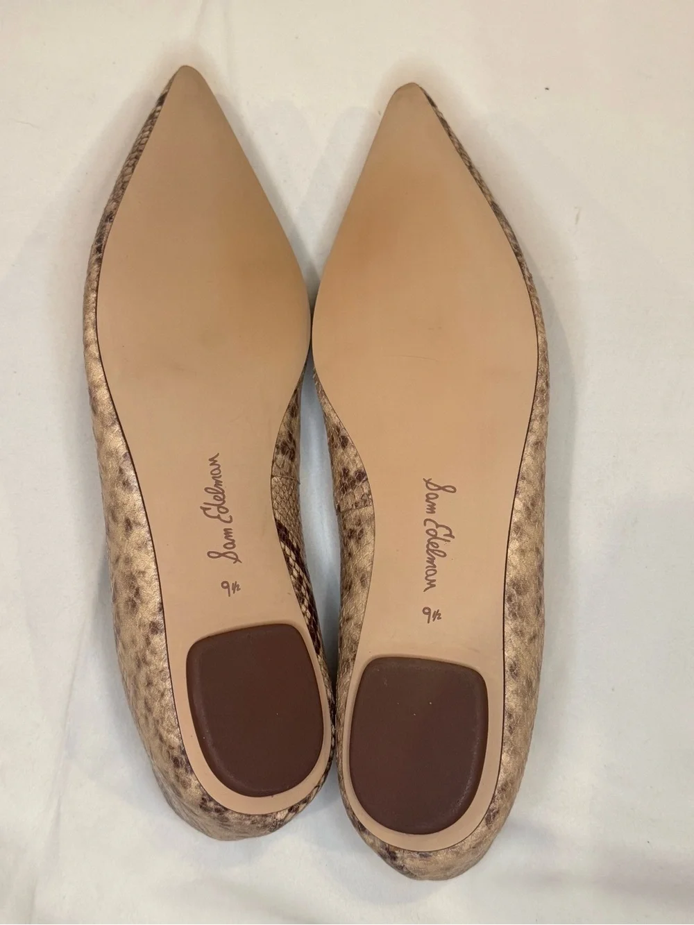 Sam Edelman Nori Leather Snake Print Flat Gold Bit Old Money Size 9.5 NWOB